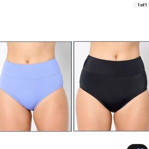 Zuda periwinkle and black 2 pack high waisted swim bottoms size 14